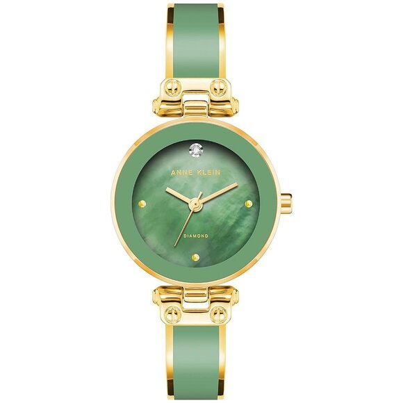 Anne Klein Women's Genuine Diamond , Olive Green/Gold